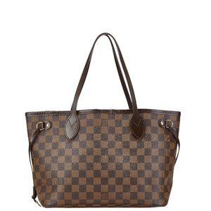LOUIS VUITTON Brown Damier Leather Neverfull PM Tote Bag